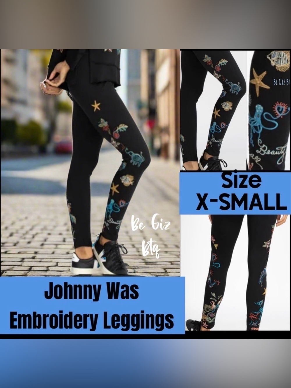 Johnny Was Zoe Modern Legging Black Boho Look Size X Small